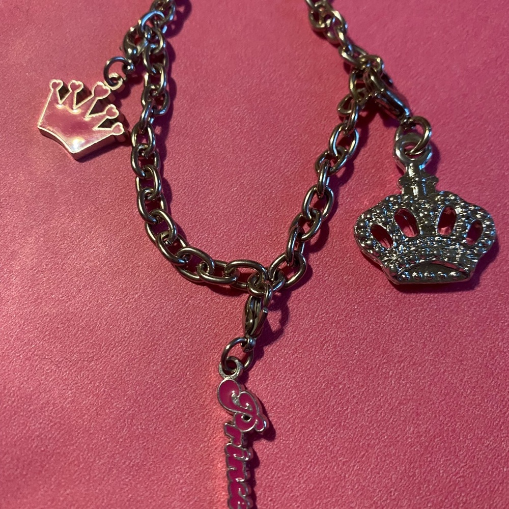 Silver Charm Bracelet with Crown Pendants